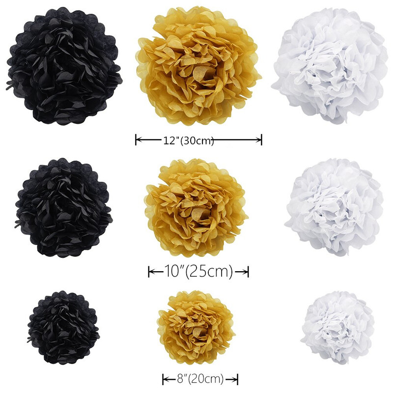 Boldog születésnapot zászló sármány fekete zászló Arany levél 9 db-os selyempapír készlet, virágfüzér születésnapi parti dekorációhoz