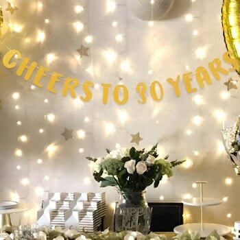 Честит рожден ден Висящ флаг Банер 40 50th Gold Flag Bunting Garland Banner Birthday Party Decor Възрастни Консумативи за домашно парти