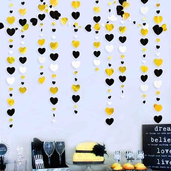 Μαύρο χρυσό 13 ποδών Λευκή Βίβλος Love Heart Garlands Hanging Streamers Happy Birthday Banner for Anniversary bride to be Decorations