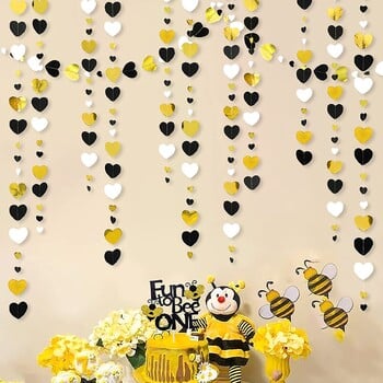 Μαύρο χρυσό 13 ποδών Λευκή Βίβλος Love Heart Garlands Hanging Streamers Happy Birthday Banner for Anniversary bride to be Decorations