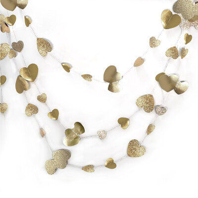 13Ft fémes papír fekete arany gyémánt szív szerelmes füzérek függő transzparens eljegyzéshez legénybúcsú születésnapi buli díszei