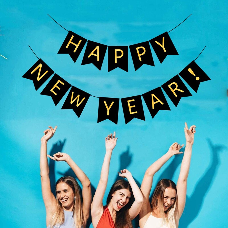 Fekete arany Boldog Új Évet Banner Boldog Új Évet Háttér a 2025-ös újévi dekorációhoz