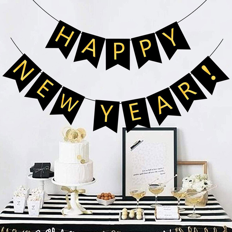 Fekete arany Boldog Új Évet Banner Boldog Új Évet Háttér a 2025-ös újévi dekorációhoz