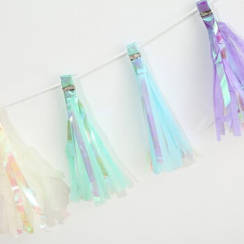 12/24 τμχ Χρωματιστό χαρτομάντιλο Rainbow Tassel Garland DIY Διακόσμηση σκηνικού τοίχου για παστέλ γάμου Διακόσμηση γενεθλίων Βρεφικό ντους