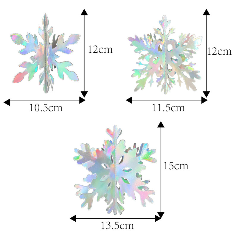 12db karácsonyi 3D függő hópelyhek irizáló papír szivárvány hópelyhek téli fagyos születésnapi parti díszek