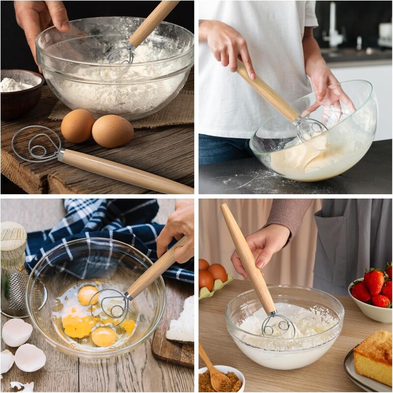 Nerūdijančio plieno daniškas tešlos plaktuvas Olandiškas duonos plaktuvas 13 colių