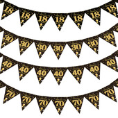 Fekete arany 30. 40. 50. 60. Boldog születésnapot kellékek Papír transzparens lobogó akasztós férfiaknak Női születésnapi parti díszek