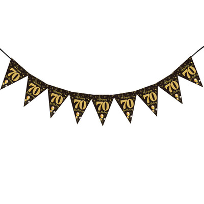 Fekete arany 30. 40. 50. 60. Boldog születésnapot kellékek Papír transzparens lobogó akasztós férfiaknak Női születésnapi parti díszek