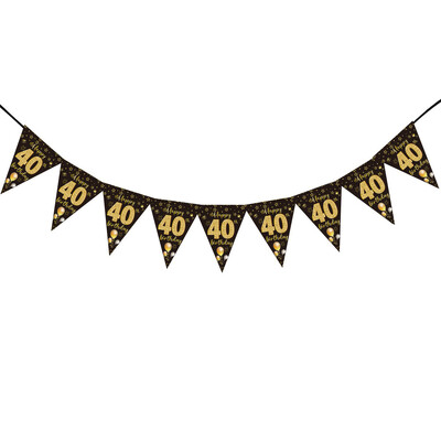 Fekete arany 30. 40. 50. 60. Boldog születésnapot kellékek Papír transzparens lobogó akasztós férfiaknak Női születésnapi parti díszek