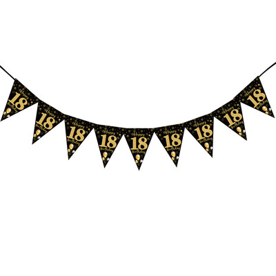 Fekete arany 30. 40. 50. 60. Boldog születésnapot kellékek Papír transzparens lobogó akasztós férfiaknak Női születésnapi parti díszek