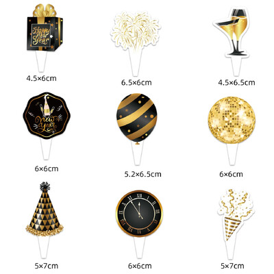 Fekete arany Boldog új évet Banner betűk Spirális örvények Fecskefarkú függő sármány 2025 újévi parti szalagok dekorációi