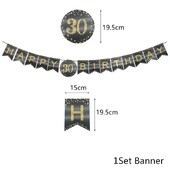 1Szett papír fekete arany 21 30 40 50 60 éves boldog születésnapot szalaghirdetés Felnőtt Boldog születésnapi parti évfordulós dekorációs cikkek