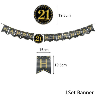 1Szett papír fekete arany 21 30 40 50 60 éves boldog születésnapot szalaghirdetés Felnőtt Boldog születésnapi parti évfordulós dekorációs cikkek