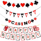 Kaszinó Póker Születésnapi Téma Party Dekorációk Kaszinó Boldog születésnapot Banner Póker Garland a Casino Night Poker eseményekhez Kellékek