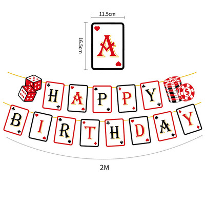 Kaszinó Póker Születésnapi Téma Party Dekorációk Kaszinó Boldog születésnapot Banner Póker Garland a Casino Night Poker eseményekhez Kellékek