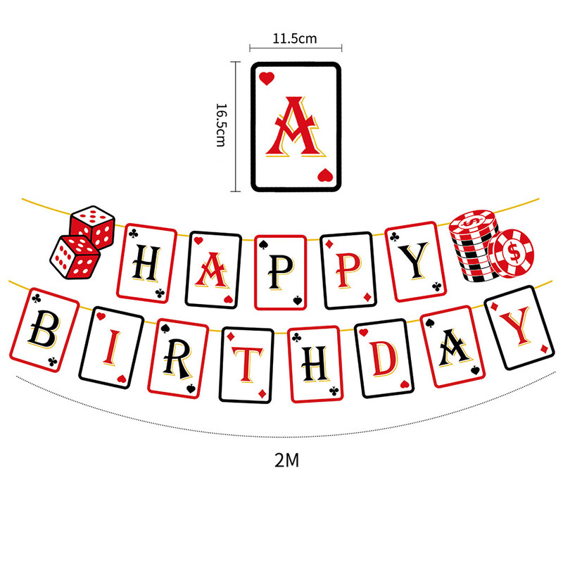 Kaszinó Póker Születésnapi Téma Party Dekorációk Kaszinó Boldog születésnapot Banner Póker Garland a Casino Night Poker eseményekhez Kellékek
