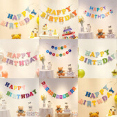 ÚJ 1 szett születésnapi boldog transzparens filc transzparens gyerekeknek felnőtt születésnapi parti dekoráció Macaron színes betűs szalaghirdetés nagykereskedés