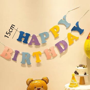 ΝΕΟ 1σετ Birthday Happy Banner Felt Banner Παιδική Ενηλίκων Διακόσμηση πάρτι γενεθλίων Macaron Πολύχρωμα γράμματα Banner Χονδρική