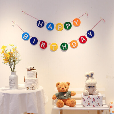 ÚJ 1 szett születésnapi boldog transzparens filc transzparens gyerekeknek felnőtt születésnapi parti dekoráció Macaron színes betűs szalaghirdetés nagykereskedés