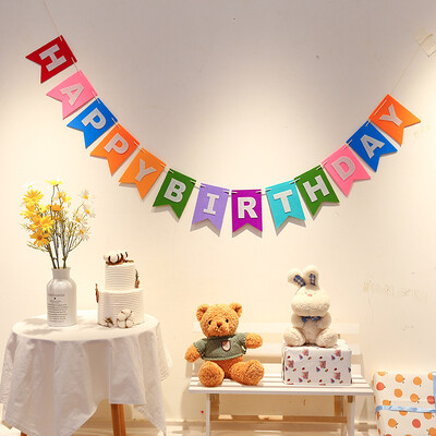 ÚJ 1 szett születésnapi boldog transzparens filc transzparens gyerekeknek felnőtt születésnapi parti dekoráció Macaron színes betűs szalaghirdetés nagykereskedés