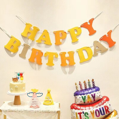 ÚJ 1 szett születésnapi boldog transzparens filc transzparens gyerekeknek felnőtt születésnapi parti dekoráció Macaron színes betűs szalaghirdetés nagykereskedés