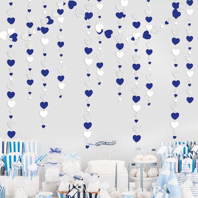 4M sötétkék bézs arany papír szerelmes szív füzér függő transzparens évfordulós esküvői menyasszonyi zuhany születésnapi parti dekorációhoz