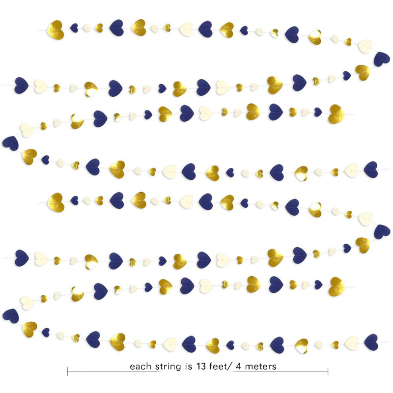 4M sötétkék bézs arany papír szerelmes szív füzér függő transzparens évfordulós esküvői menyasszonyi zuhany születésnapi parti dekorációhoz