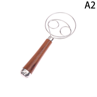 Daniškas tešlos plaktuvas medinės rankenos kiaušinių kremo maišymo strypai, dvigubi skylės miltai, pyragas, maišyklė, šluotelė virtuvės kepimo įrankiai