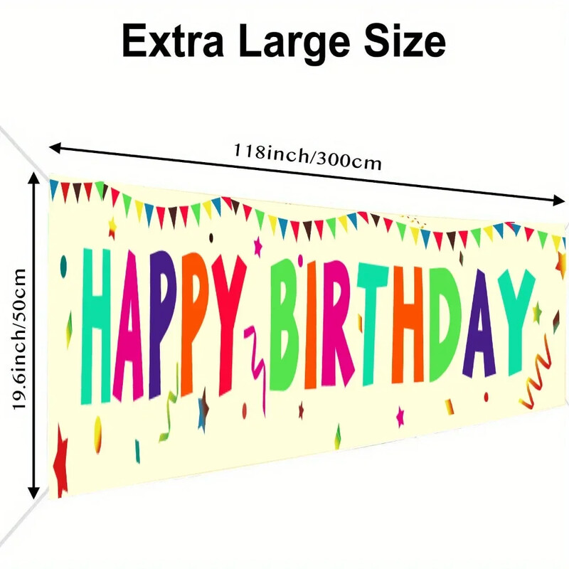 1db nagy színes Boldog születésnapot Udvari zászlótábla sárgaréz gyűrűkkel és akasztókötéllel Születésnapi buli kültéri beltéri buli