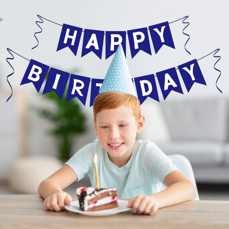 1készlet kék boldog születésnapot feliratos transzparens, boldog születésnapi parti évfordulóját lakberendezési kellékek