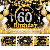 30. 50. 60. születésnapi buli Háttér Fekete arany csillogó fotófülke háttér szalaghirdetés Abrosz vállöv Felnőtt buli D