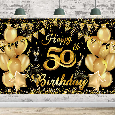 30. 50. 60. születésnapi buli Háttér Fekete arany csillogó fotófülke háttér szalaghirdetés Abrosz vállöv Felnőtt buli D