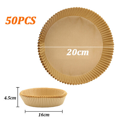 100 db 16cm/20cm-es légsütő eldobható papírbélés tapadásmentes grilltányér kerek sütőedénypárna légsütő mikrohullámhoz