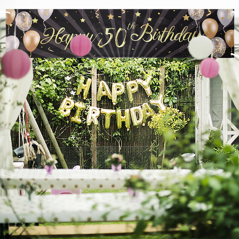 1 db 30 40 50 60 éves fekete arany Boldog születésnapot Banner Léggömb Zászló Felnőtt születésnapi parti dekorációs kellékek Sármány évfordulója