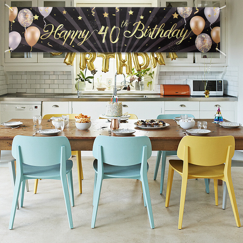 1 db 30 40 50 60 éves fekete arany Boldog születésnapot Banner Léggömb Zászló Felnőtt születésnapi parti dekorációs kellékek Sármány évfordulója