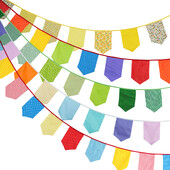 3,5 M többszínű szövet sármány 12 pajzszászló Esküvői party dekoráció Banner Otthon Babazuhany karneváli füzér