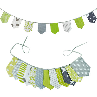 3,5 M többszínű szövet sármány 12 pajzszászló Esküvői party dekoráció Banner Otthon Babazuhany karneváli füzér