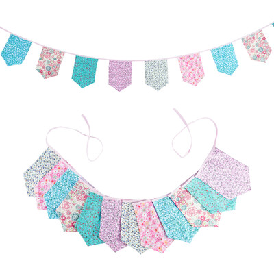 3,5 M többszínű szövet sármány 12 pajzszászló Esküvői party dekoráció Banner Otthon Babazuhany karneváli füzér