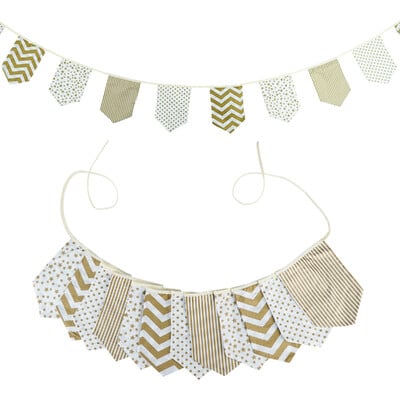 3,5 M többszínű szövet sármány 12 pajzszászló Esküvői party dekoráció Banner Otthon Babazuhany karneváli füzér