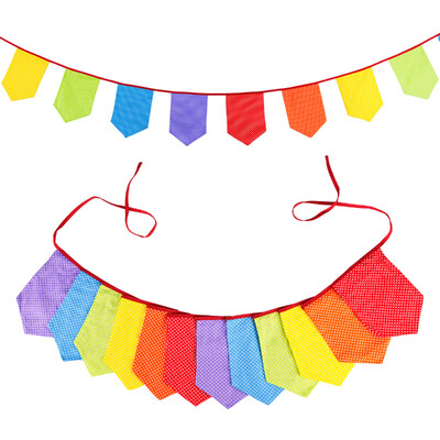 3,5 M többszínű szövet sármány 12 pajzszászló Esküvői party dekoráció Banner Otthon Babazuhany karneváli füzér