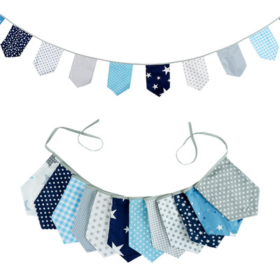 3,5 M többszínű szövet sármány 12 pajzszászló Esküvői party dekoráció Banner Otthon Babazuhany karneváli füzér