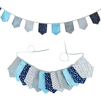 3,5 M többszínű szövet sármány 12 pajzszászló Esküvői party dekoráció Banner Otthon Babazuhany karneváli füzér