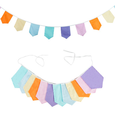 3,5 M többszínű szövet sármány 12 pajzszászló Esküvői party dekoráció Banner Otthon Babazuhany karneváli füzér