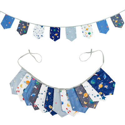 3,5 M többszínű szövet sármány 12 pajzszászló Esküvői party dekoráció Banner Otthon Babazuhany karneváli füzér