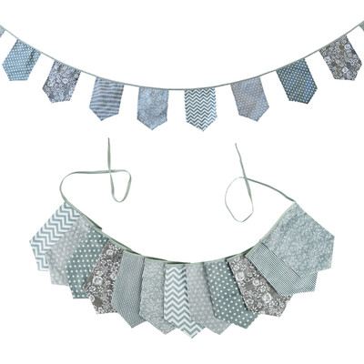 3,5 M többszínű szövet sármány 12 pajzszászló Esküvői party dekoráció Banner Otthon Babazuhany karneváli füzér