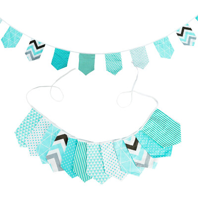 3,5 M többszínű szövet sármány 12 pajzszászló Esküvői party dekoráció Banner Otthon Babazuhany karneváli füzér