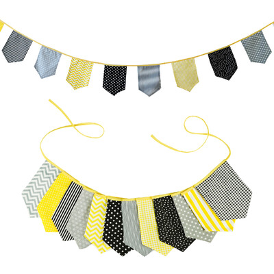 3,5 M többszínű szövet sármány 12 pajzszászló Esküvői party dekoráció Banner Otthon Babazuhany karneváli füzér