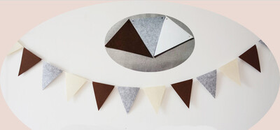 Pilka Mėlyna Balta Ruda Vėliavos Stygos Veltinis Reklamjuostė Girliandos Gimtadienio vimpelis Vestuvių vakarėlio dekoravimo reikmenys