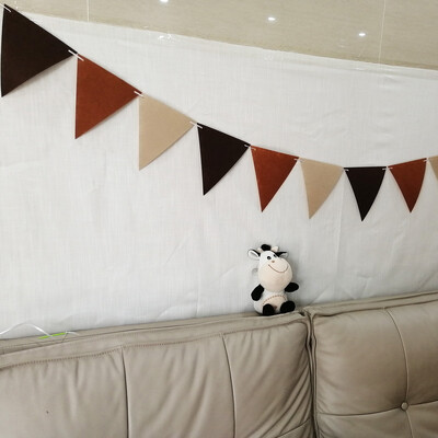 Pilka Mėlyna Balta Ruda Vėliavos Stygos Veltinis Reklamjuostė Girliandos Gimtadienio vimpelis Vestuvių vakarėlio dekoravimo reikmenys