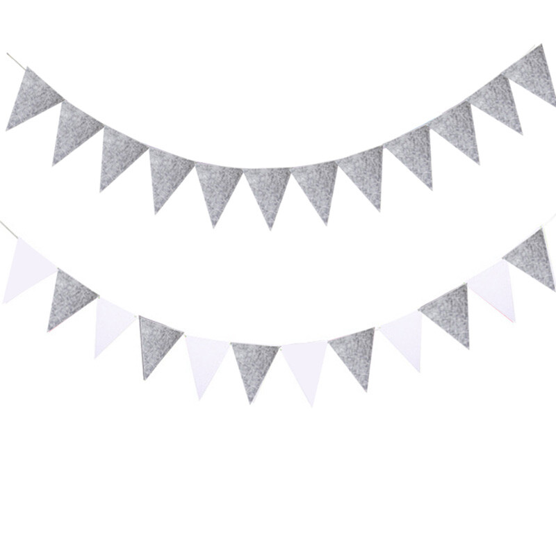Pilka Mėlyna Balta Ruda Vėliavos Stygos Veltinis Reklamjuostė Girliandos Gimtadienio vimpelis Vestuvių vakarėlio dekoravimo reikmenys